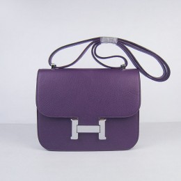 Hermes Constance Shoulder Bag Purple Silver